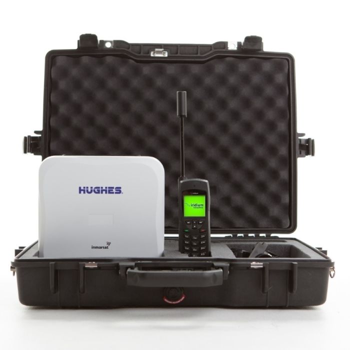 Hughes 9202 BGAN Land Portable Satellite Internet Terminal w/ WiFi + Iridium 9555 Satellite Phone "WiFi Portable Office" Bundle